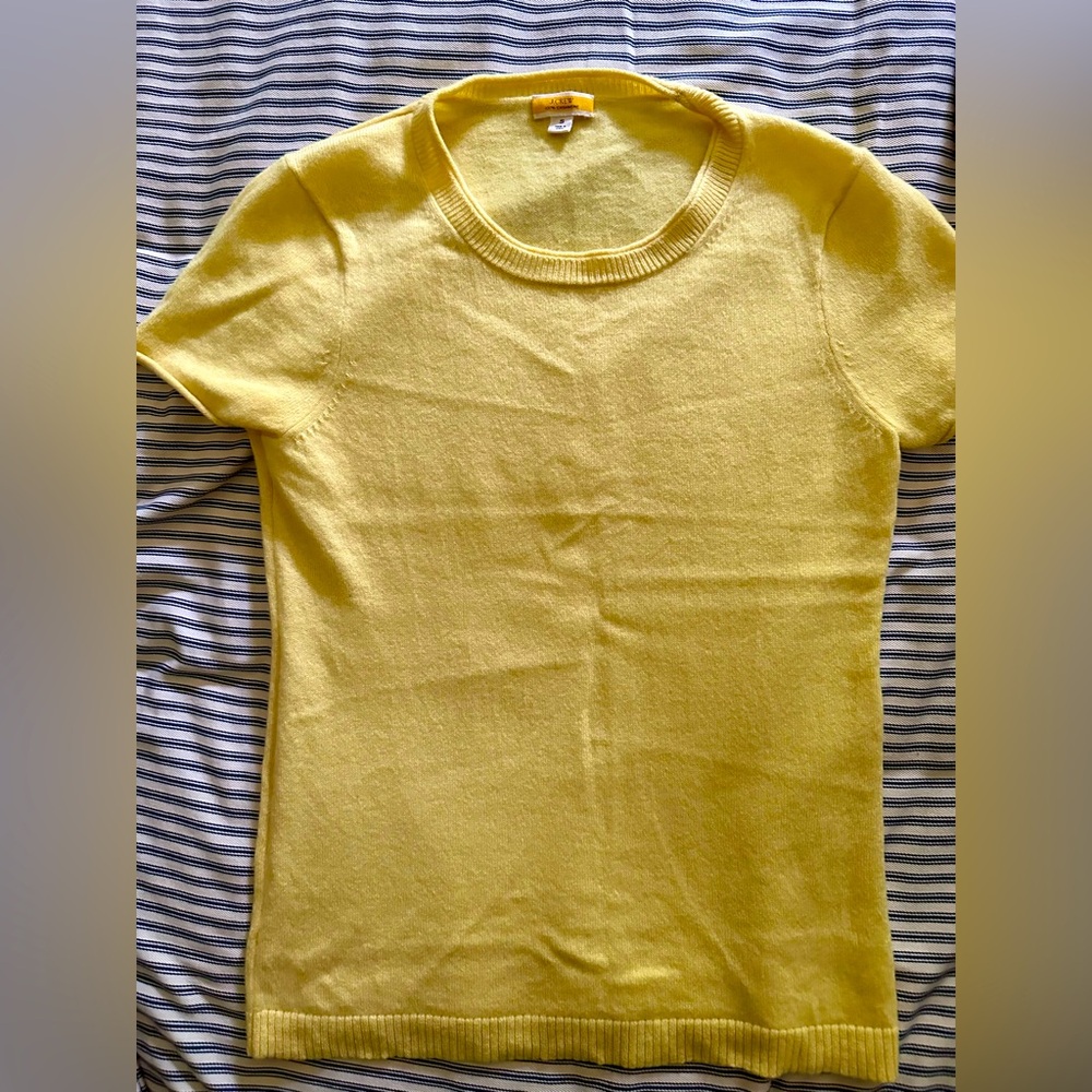 J. Crew Cashmere Short Sleeve Sweater - Buttercream Yellow Size S